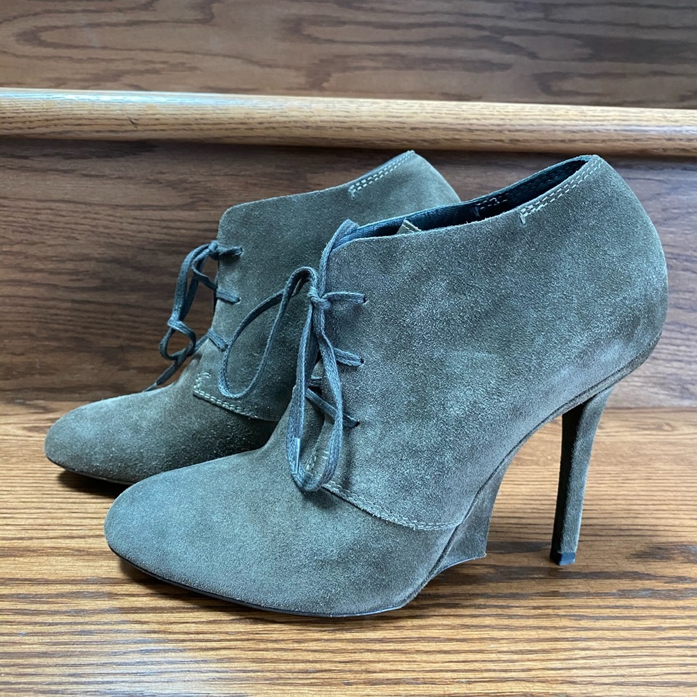 YSL Fatale booties in olive green